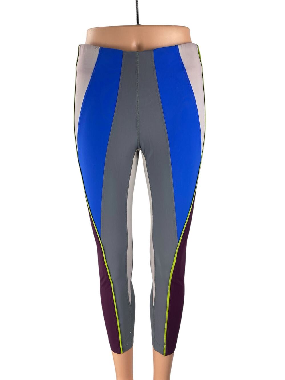 Women's Color Block Mid Rise Skinny Yoga Athletic Activewear Leggings Pants Sz S